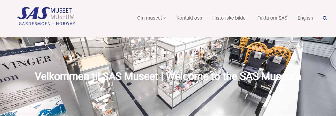 Bilde av utsnitt av SAS museets nettside